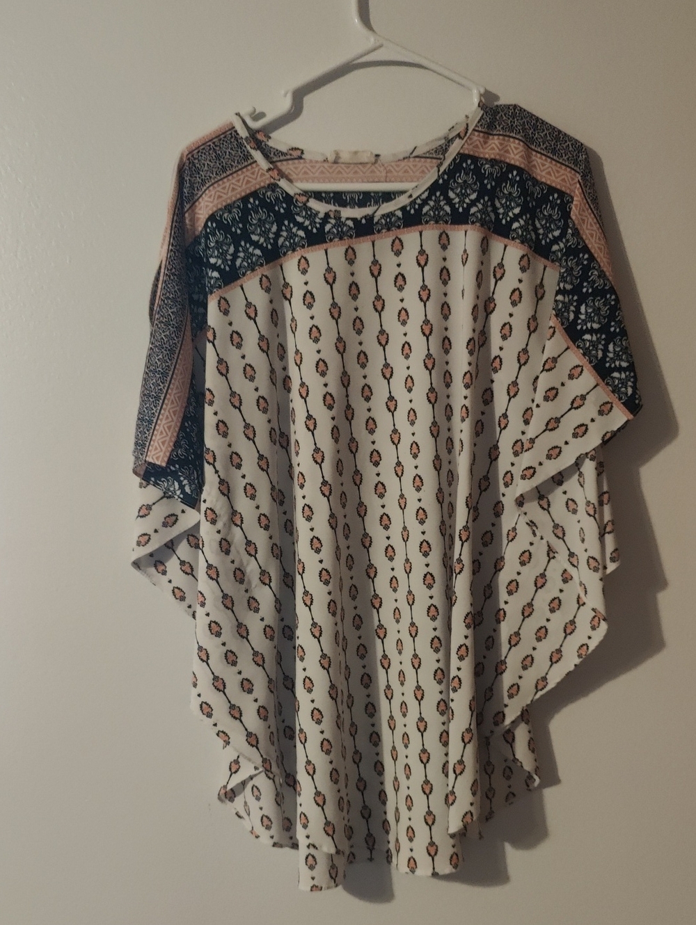 Flamingo Urban Cream Boho Tunic with Navy and Peach Accents